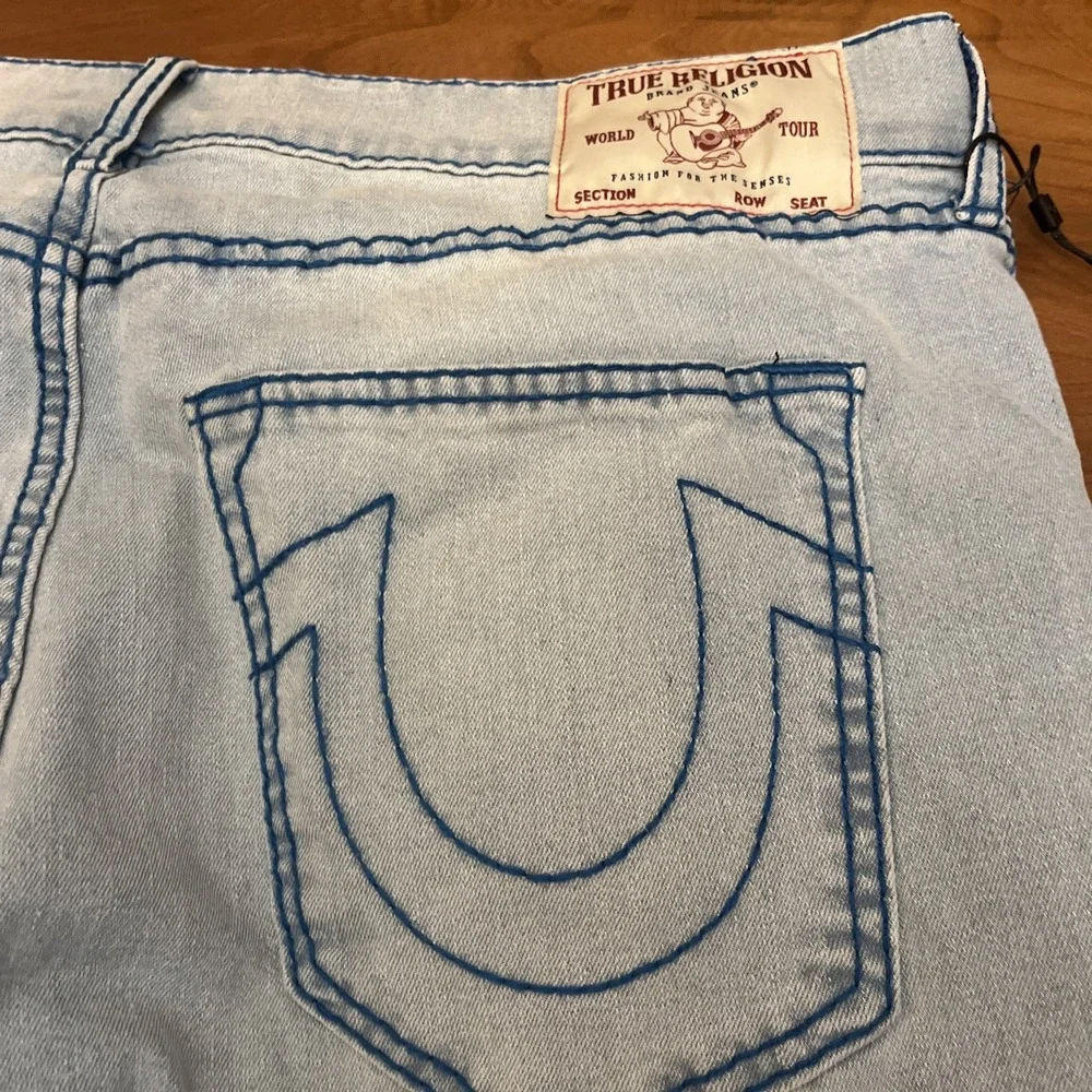 TRUE RELIGION 36x34 Ricky Big T Jeans Mens Light Wash Straight 701453 NWT